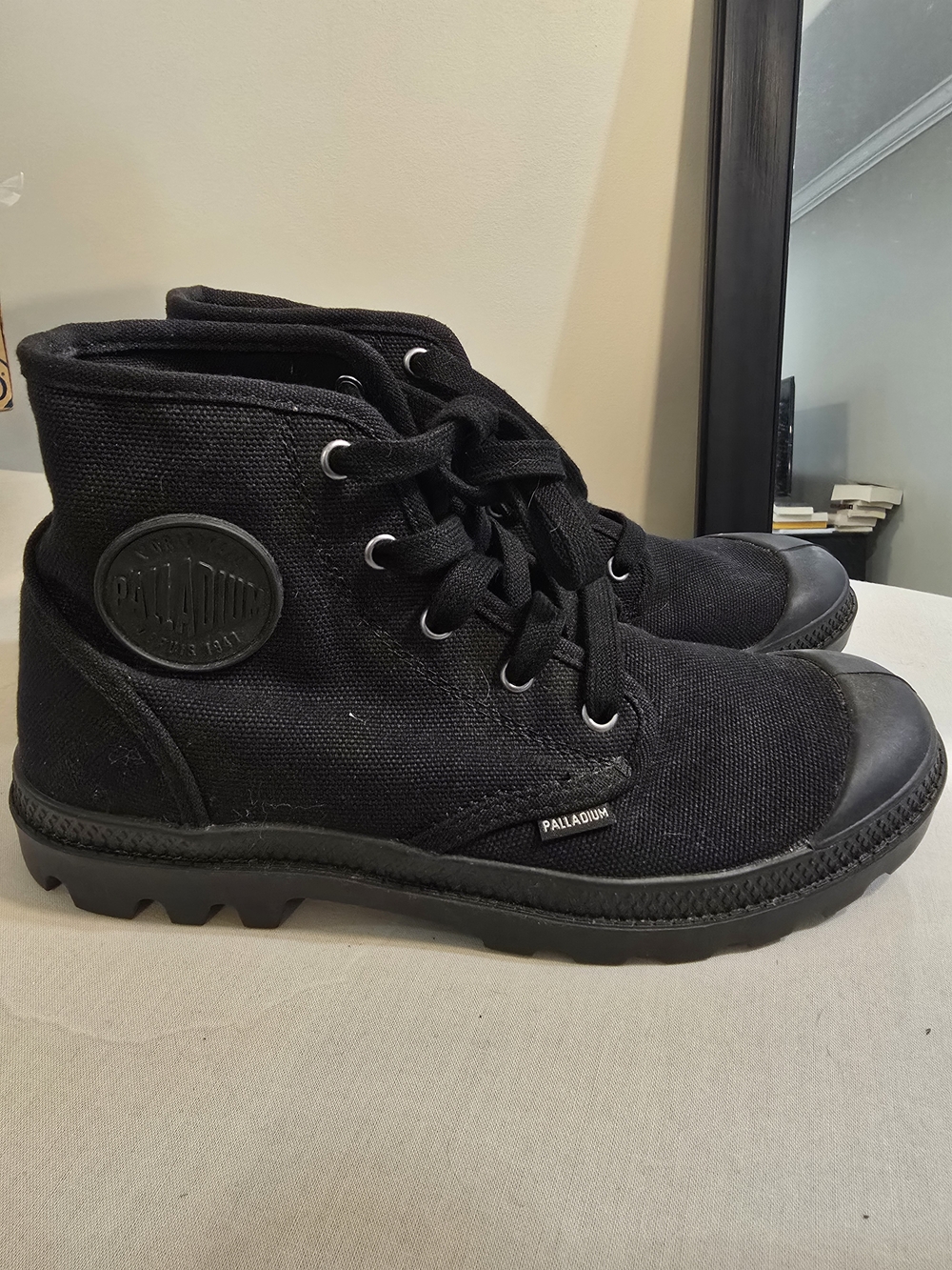 Palladium Black Canvas Ankle Boots